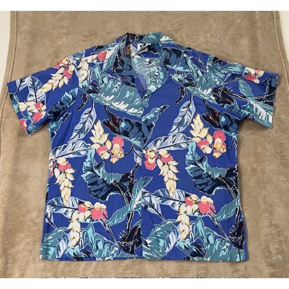 Vintage Hilo Hattie Hawaiian Shirt Mens size 2XL pattern floral Short Sleeve EUC